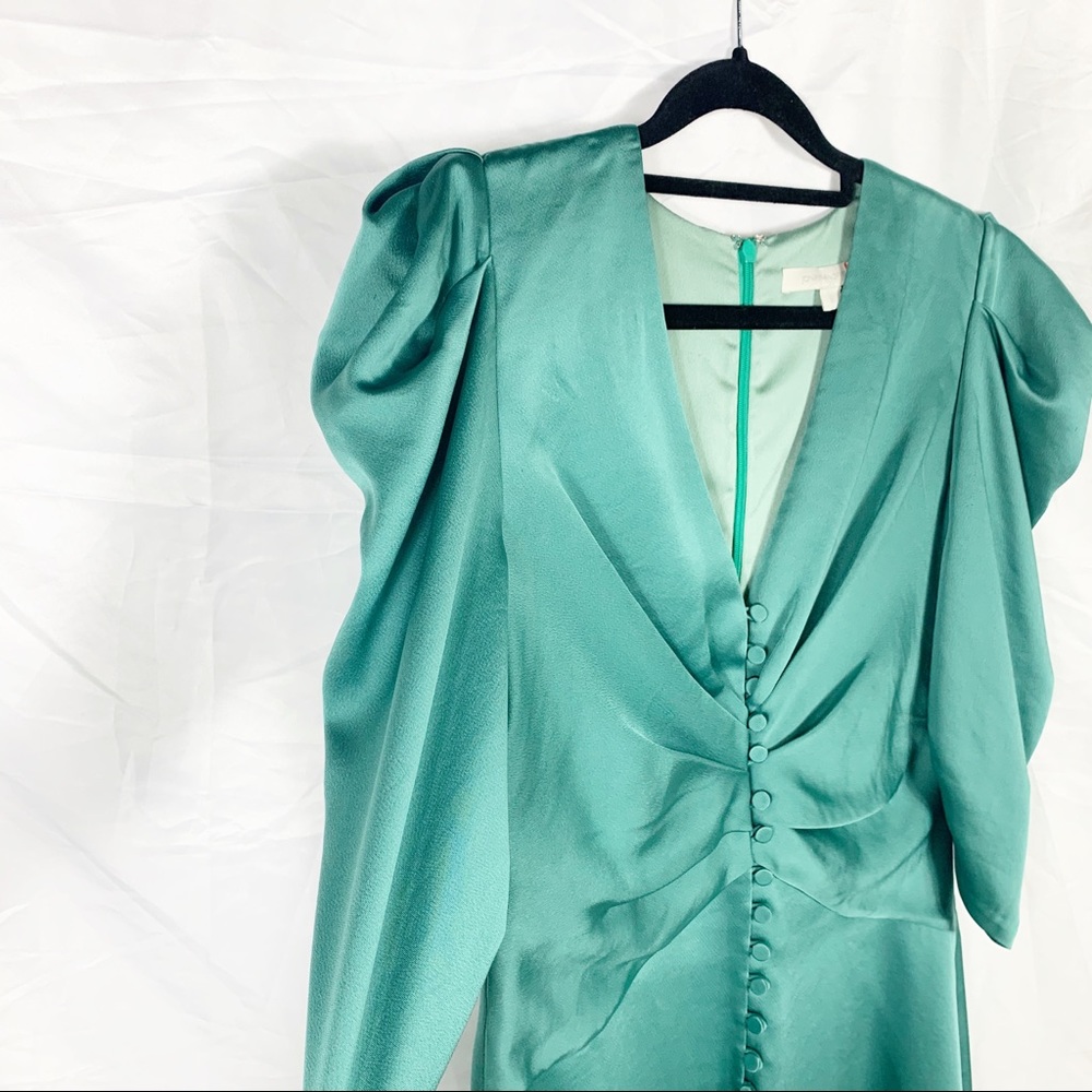 Jonathan Simkhai Ruched V-Neck Button Dress 8 - Picture 7 of 12